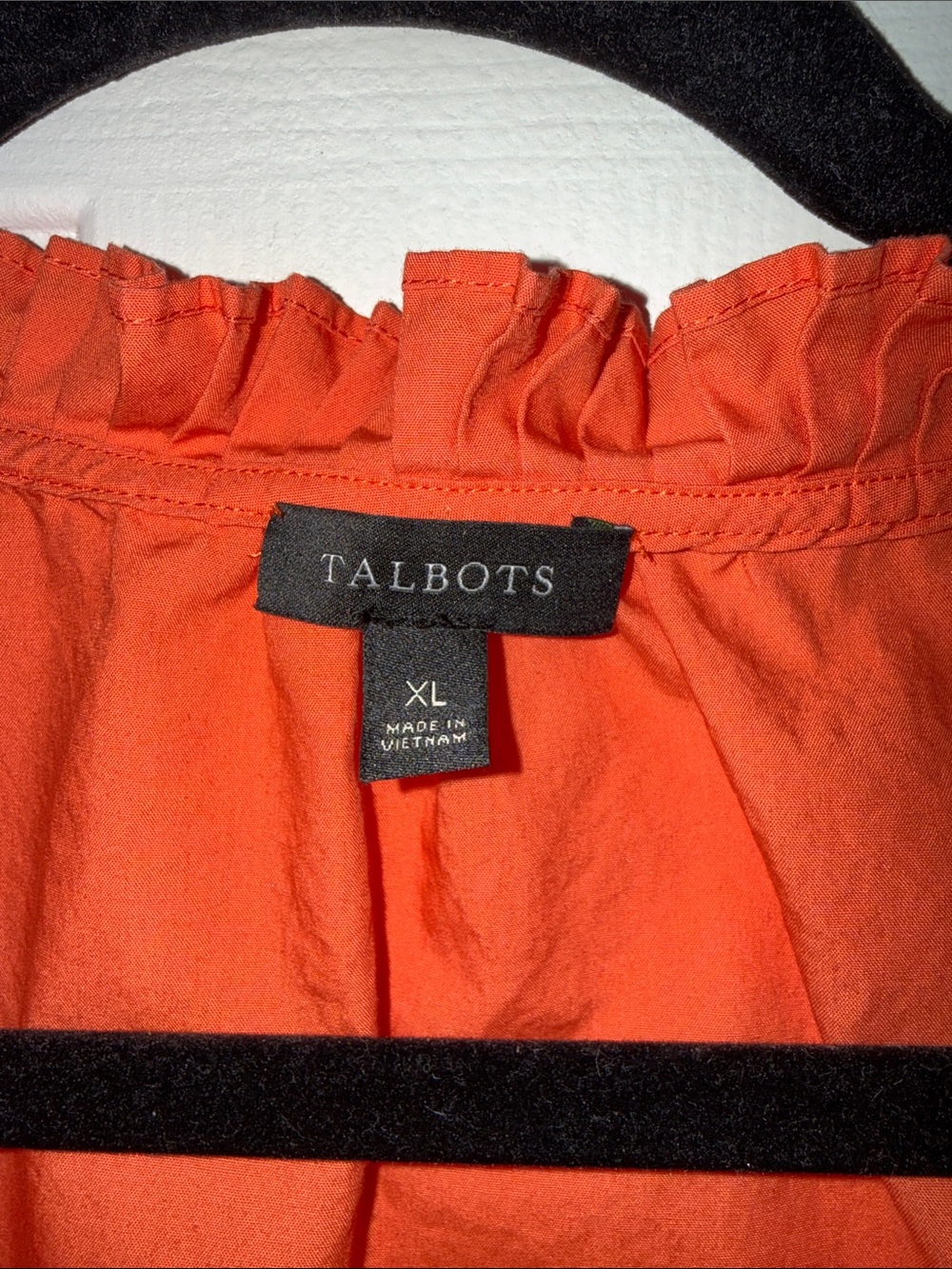 Talbots Bright Orange Smocked Ruffle Cap-Sleeve Top - Picture 2 of 3